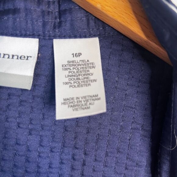 Alfred Dunner Petite Blue Patchwork Quilted Open Front Jacket Blazer Size 16P - Picture 9 of 10